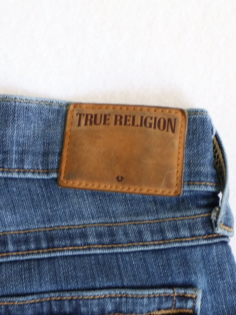 True Religion Ricky Relaxed Straight Jeans Mens 34x32 Flap Pocket Y2K